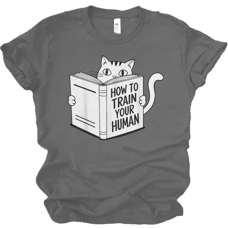 Cat Book Humor How To Train Your Human Unisex Jersey T-Shirt