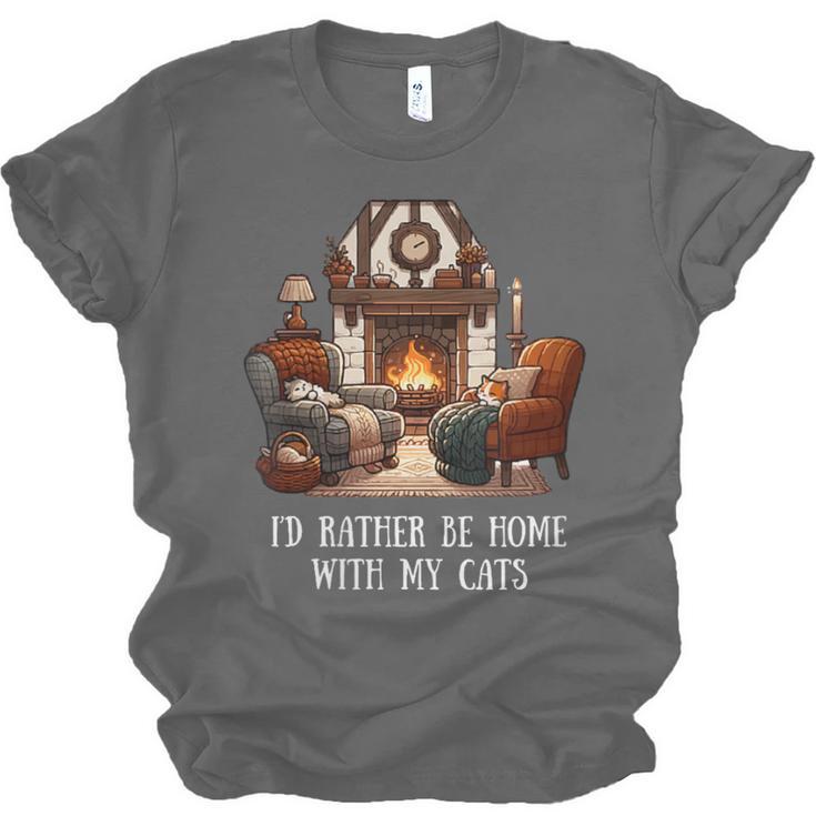 Cat Lover I'd Rather Be Home With My Cats Introvert Cozy Unisex Jersey T-Shirt Cat Lover I'd Rather Be Home With My Cats Introvert Cozy Unisex Jersey T-Shirt