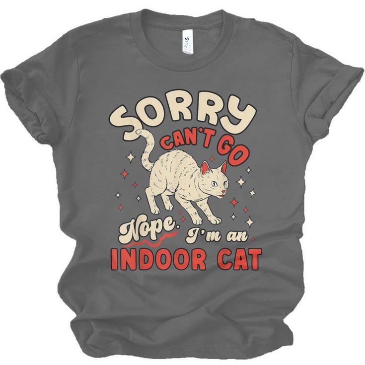 Cat Lover Sorry Cant Go Im An Indoor Introvert Cat Mom Unisex Jersey T-Shirt