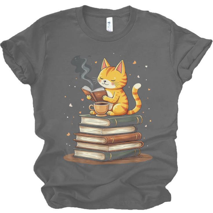 Cat Reading Books Unisex Jersey T-Shirt