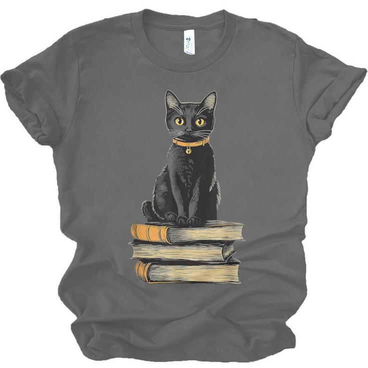 Cat Sitting On Books Unisex Jersey T-Shirt