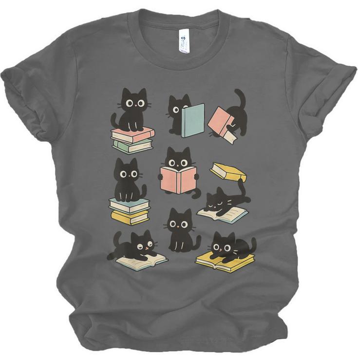 Cats Reading Books Cat Lover Unisex Jersey T-Shirt