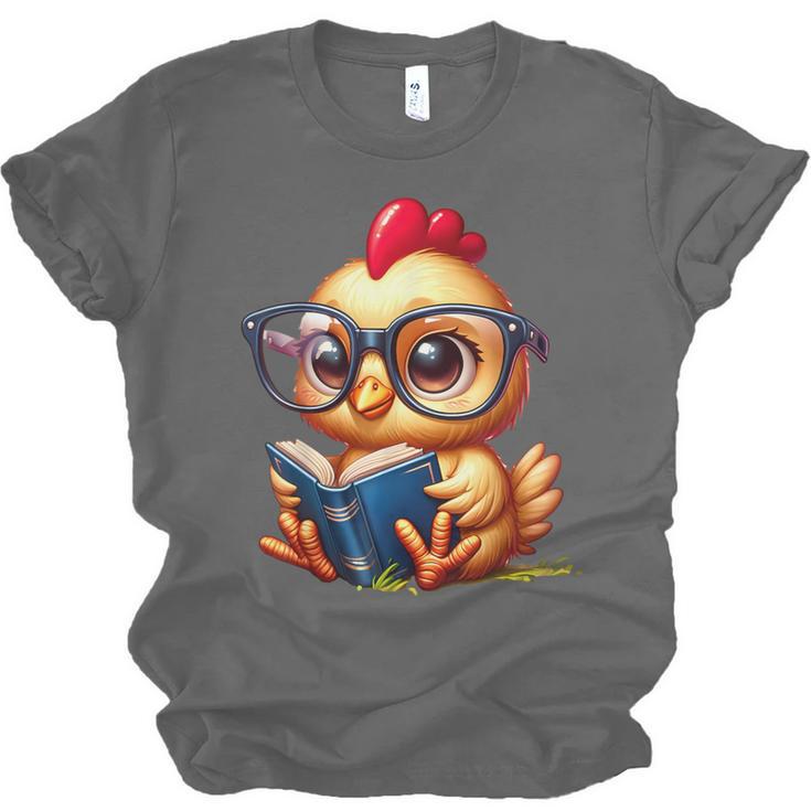 Chicken Reading a Book Farm Animal Chick Unisex Jersey T-Shirt Chicken Reading a Book Farm Animal Chick Unisex Jersey T-Shirt