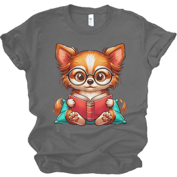 Chihuahua Reading a Book Dog Unisex Jersey T-Shirt Chihuahua Reading a Book Dog Unisex Jersey T-Shirt