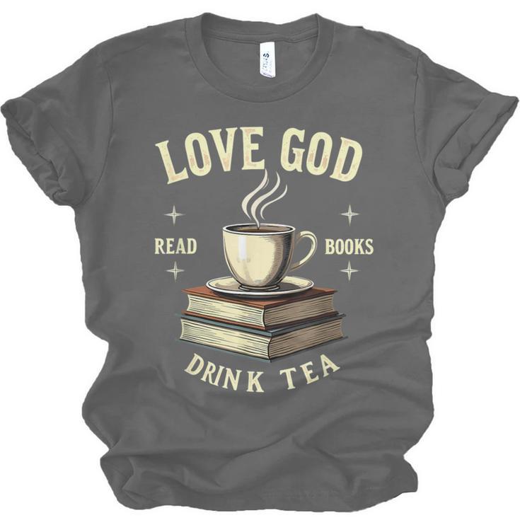 Christian Bookworm Love God Read Books Drink Tea Unisex Jersey T-Shirt