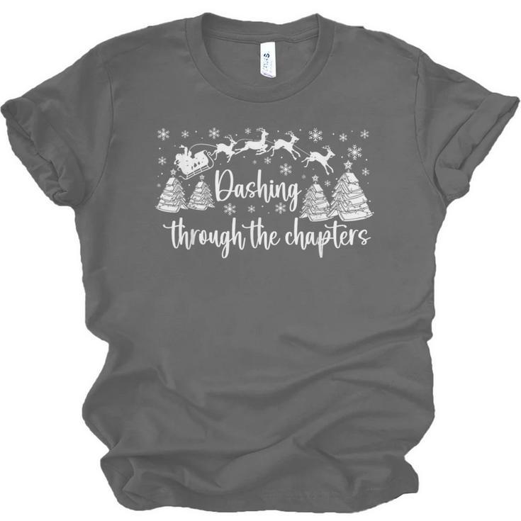 Christmas Book Lover Santa Dashing Through One More Chapter Unisex Jersey T-Shirt