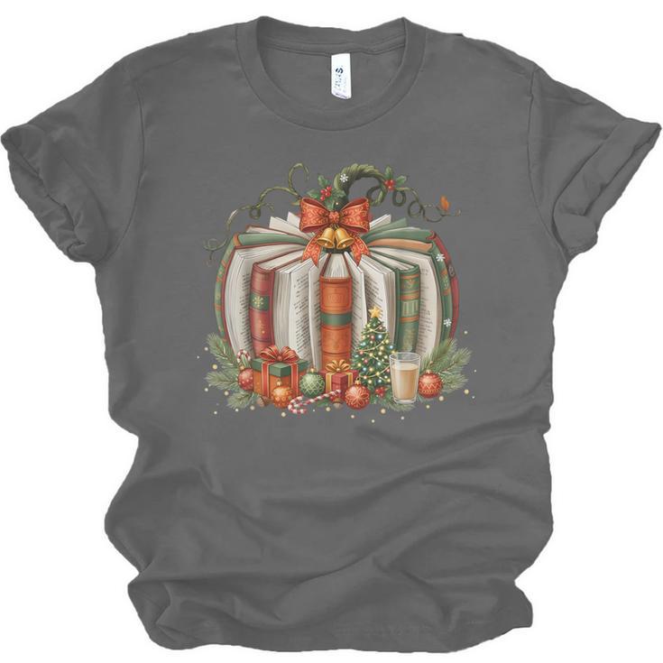 Christmas Book Pumpkin Reading Holiday Lovers Teacher Unisex Jersey T-Shirt Christmas Book Pumpkin Reading Holiday Lovers Teacher Unisex Jersey T-Shirt