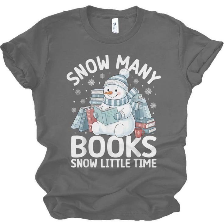 Christmas Reading Snowman So Many Books Men Women Kids Unisex Jersey T-Shirt