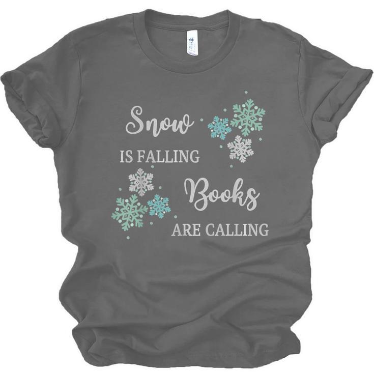 Christmas Shirts Snow Is Falling Books Are Calling Men Women Unisex Jersey T-Shirt