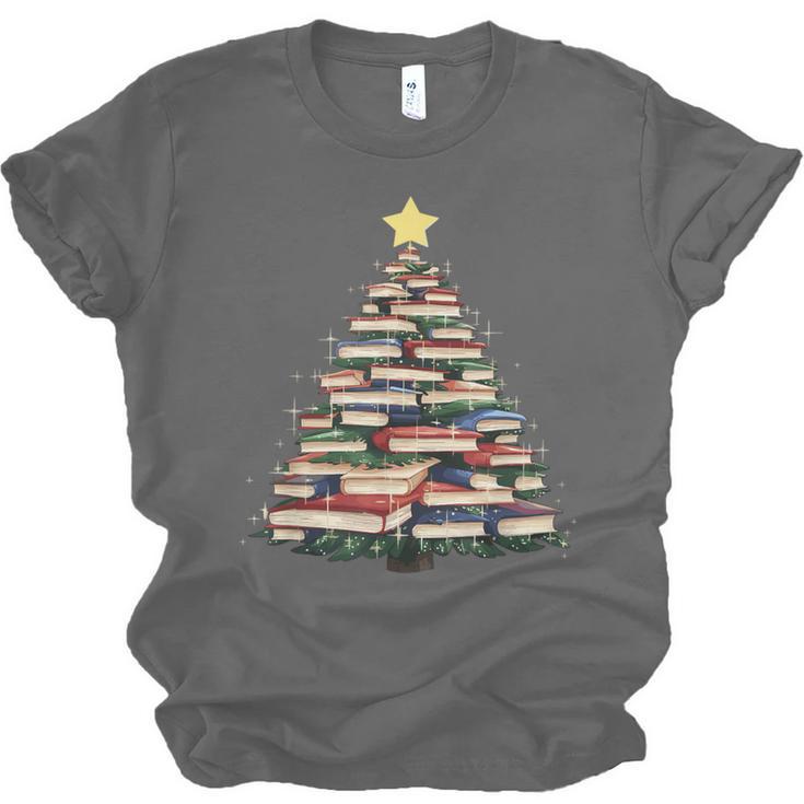 Christmas Tree Books Book Reading Bookworm Unisex Jersey T-Shirt