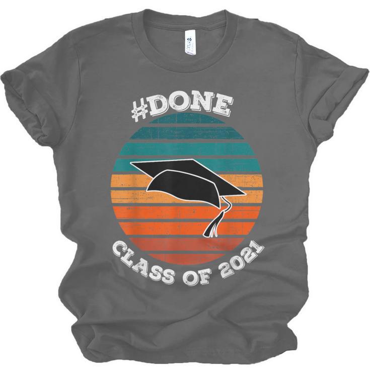 Class Of 2021 Done Senior Graduation Retro Sunset Unisex Jersey T-Shirt