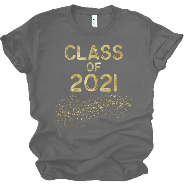 CLASS Of 2021 Gold Bokeh Confetti Fun Graduation Unisex Jersey T-Shirt