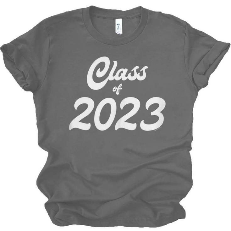 Class Of 2023 Graduation School Spirit Her Senior Script Unisex Jersey T-Shirt