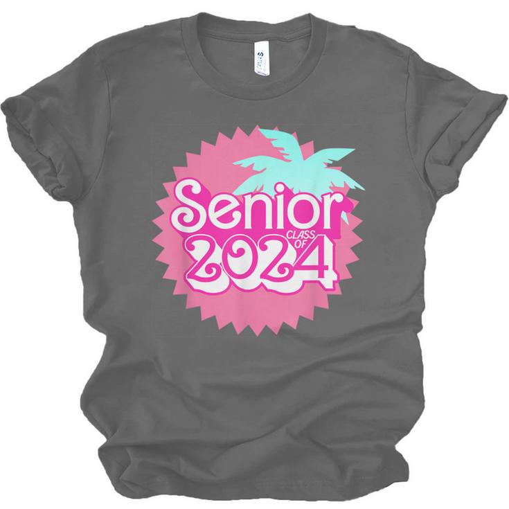 Class Of 2024 Senior Pink Retro Classic Girl Grad Graduation Unisex Jersey T-Shirt