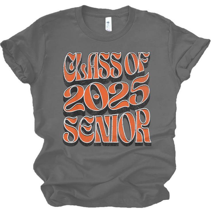 Class Of 2025 Senior Orange And Student Graduation Unisex Jersey T-Shirt