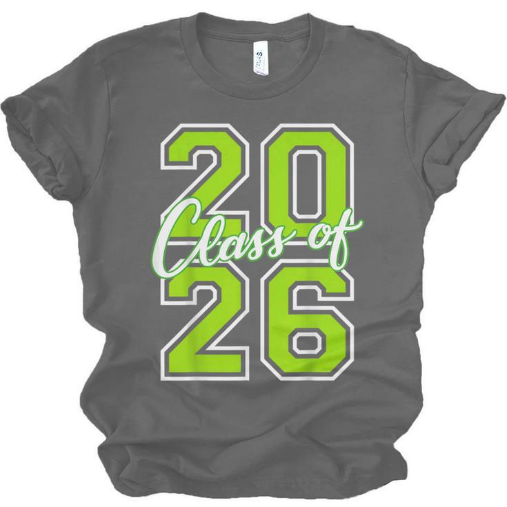 Class Of 2026 Graduation Varsity Lime Green Letters Unisex Jersey T-Shirt