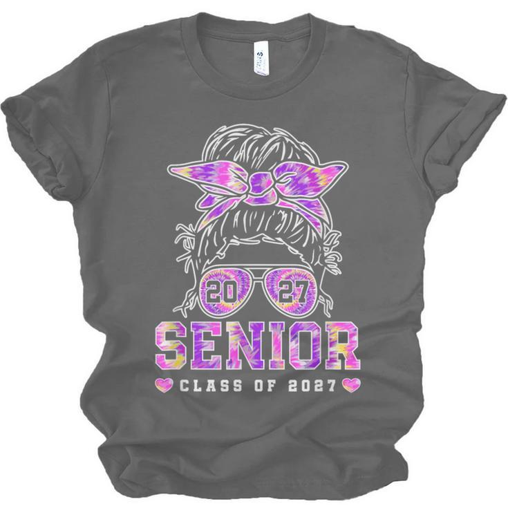 Class Of 2027 Senior Coquette Bow Messy Hair 26 Graduation Unisex Jersey T-Shirt