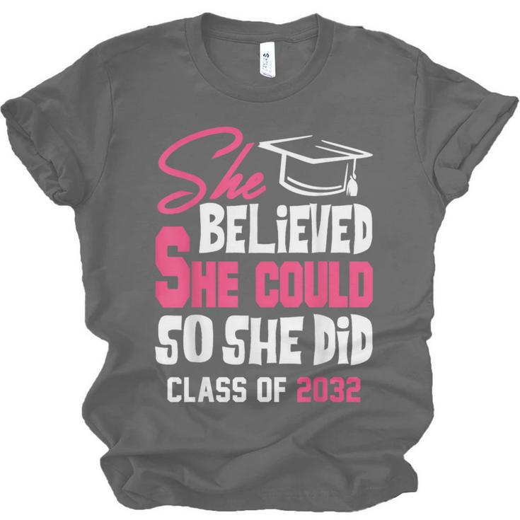 Class Of 2032 She Believed She Could Kids Graduation T-Shirt Unisex Jersey T-Shirt