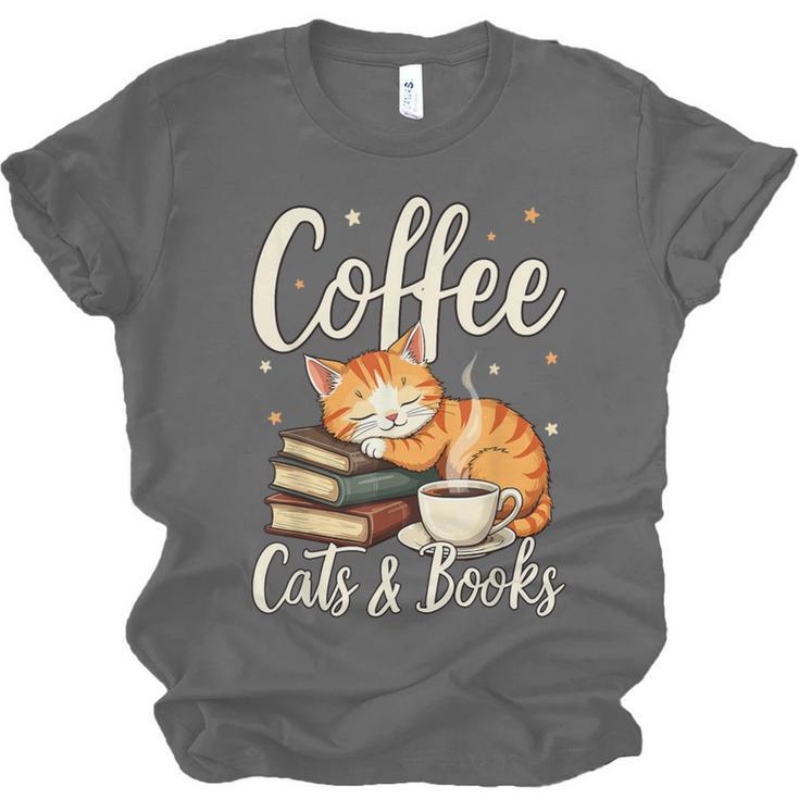 Coffee Cats And Books Lover For Women & Men Coffee Unisex Jersey T-Shirt