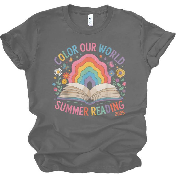 Color Our World Summer Reading 2025 Rainbow Art Book Unisex Jersey T-Shirt