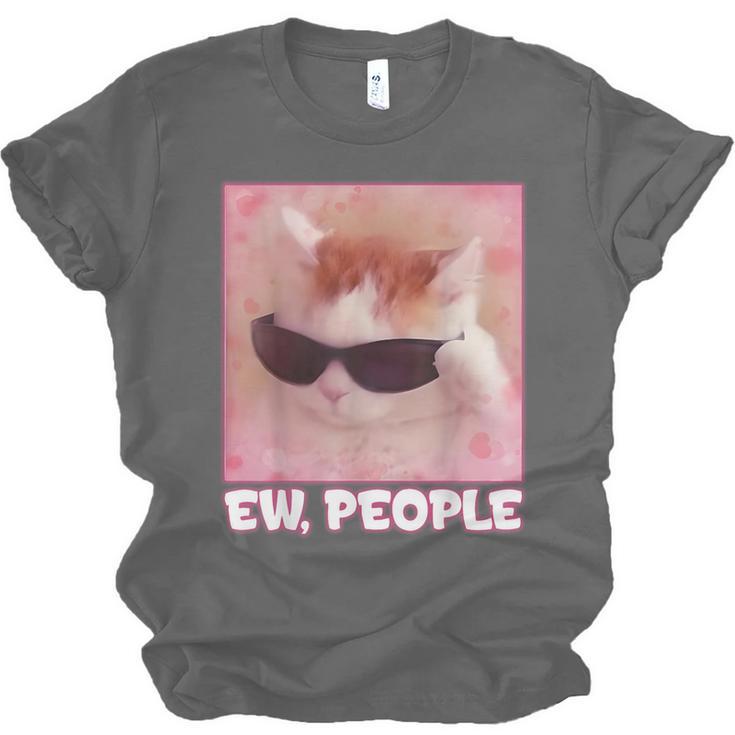 Cool Cat Meme Ew People Anti Social Introvert Cute Cat Unisex Jersey T-Shirt Cool Cat Meme Ew People Anti Social Introvert Cute Cat Unisex Jersey T-Shirt