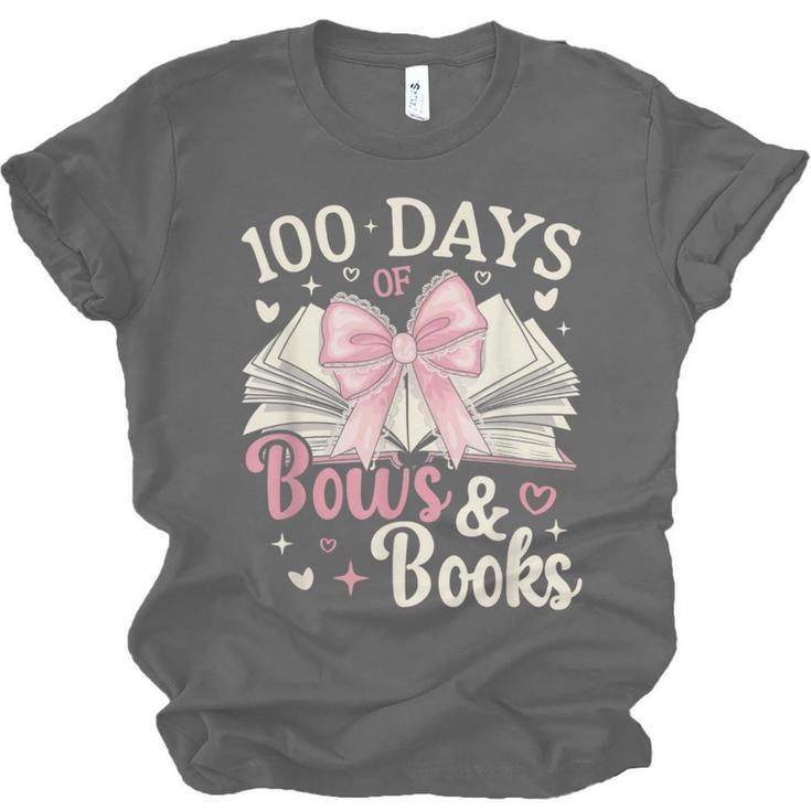 Coquette 100 Days Of Bows Books Reading 100th Day Of School Unisex Jersey T-Shirt