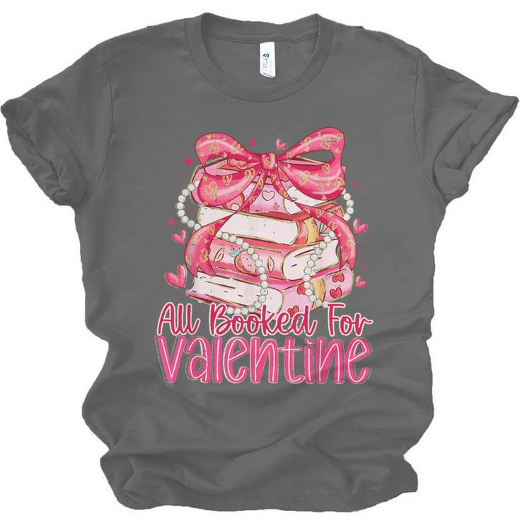 Coquette Bow All Booked For Valentines Teacher Book Unisex Jersey T-Shirt Coquette Bow All Booked For Valentines Teacher Book Unisex Jersey T-Shirt