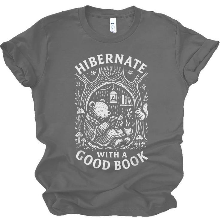 Cozy Bear Reading Hibernate With a Book Unisex Jersey T-Shirt Cozy Bear Reading Hibernate With a Book Unisex Jersey T-Shirt