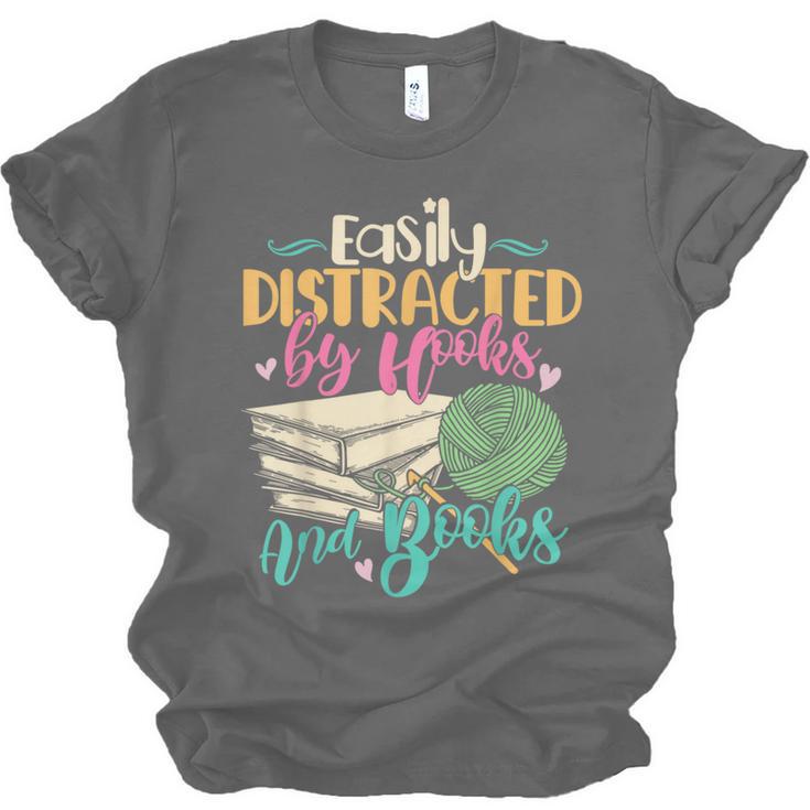 Crochet And Reading Crocheter Bookish Crocheting Book Lover Unisex Jersey T-Shirt