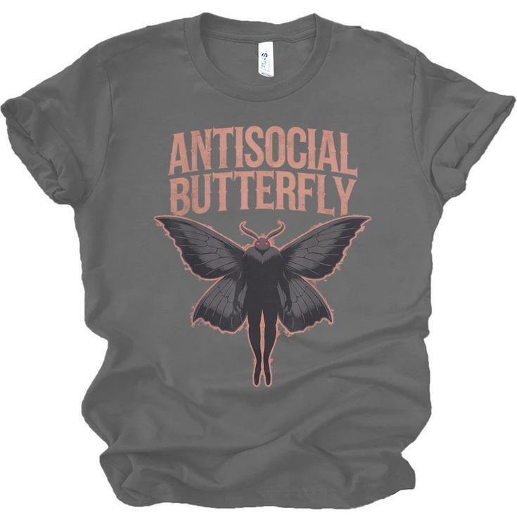Cryptid Cryptozoology Mothman Introvert -Adults Butterfly Small Crew Neck Classic Fit Short Sleeve Polyester 100 Printed Blended Fabric Unisex Jersey T-Shirt