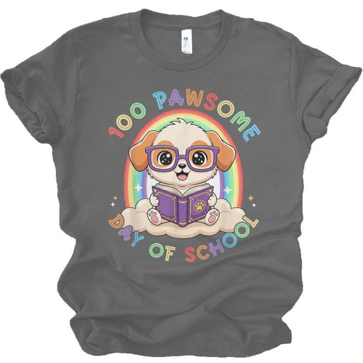Cute 100th Day Of School 100 Days Dog Reading Book Rainbow Unisex Jersey T-Shirt