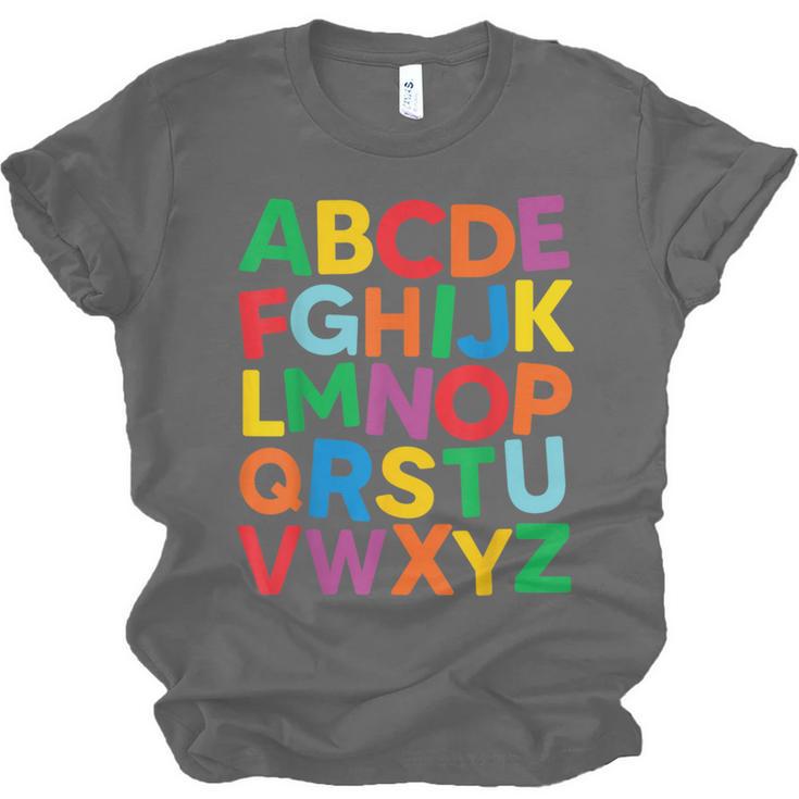 Cute ABCs Shirt Alphabet Colorful Letters Reading Books Kids Unisex Jersey T-Shirt Cute ABCs Shirt Alphabet Colorful Letters Reading Books Kids Unisex Jersey T-Shirt