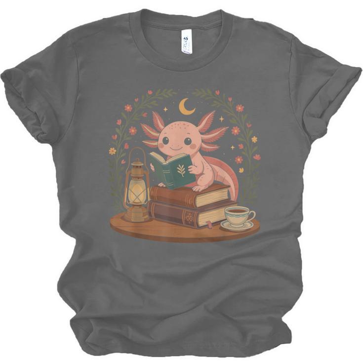 Cute Axolotl Reading Books Cozy Bookworm Unisex Jersey T-Shirt
