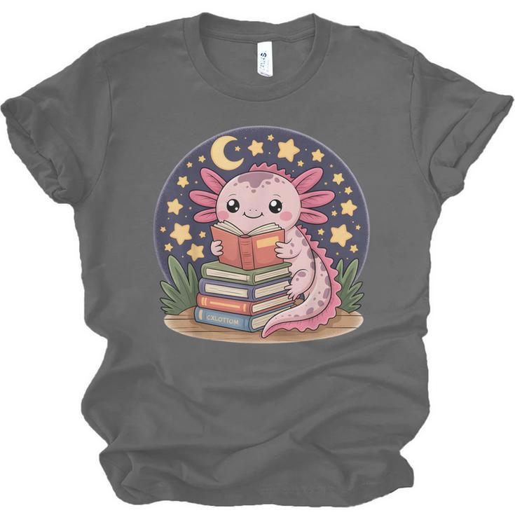 Cute Axolotl Reading Books Cozy Night Aesthetic Unisex Jersey T-Shirt Cute Axolotl Reading Books Cozy Night Aesthetic Unisex Jersey T-Shirt