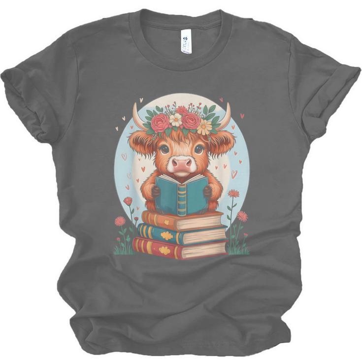 Cute Baby Highland Cow Reading Book Bookworm For Men Women Unisex Jersey T-Shirt Cute Baby Highland Cow Reading Book Bookworm For Men Women Unisex Jersey T-Shirt