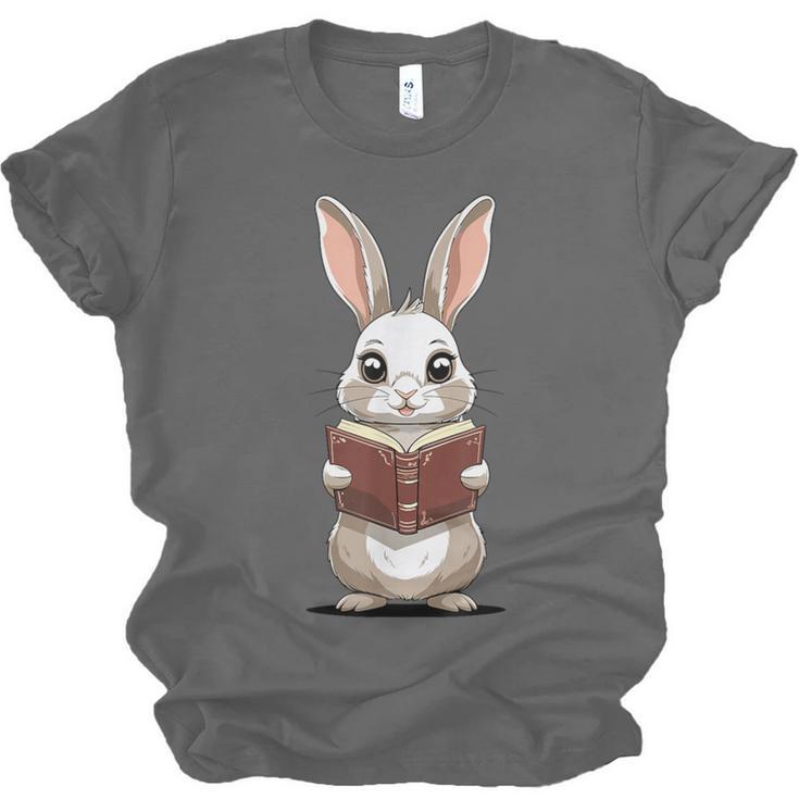 Cute Bookworm Bunny Reading For Kids And Teachers Unisex Jersey T-Shirt