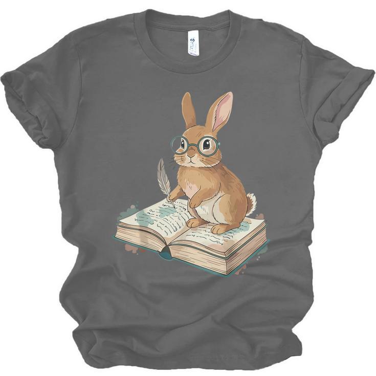 Cute Bunny Reading Book Glasses Bookworm Unisex Jersey T-Shirt