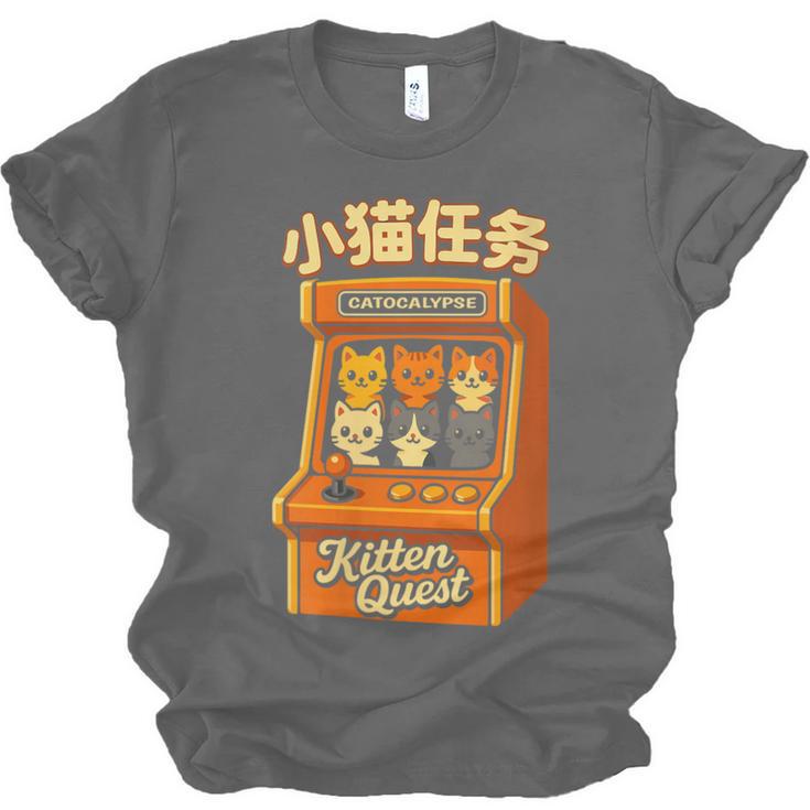 Cute Cats Retro 1980's Arcade Nostalgia Old Game Cabinet Unisex Jersey T-Shirt Cute Cats Retro 1980's Arcade Nostalgia Old Game Cabinet Unisex Jersey T-Shirt