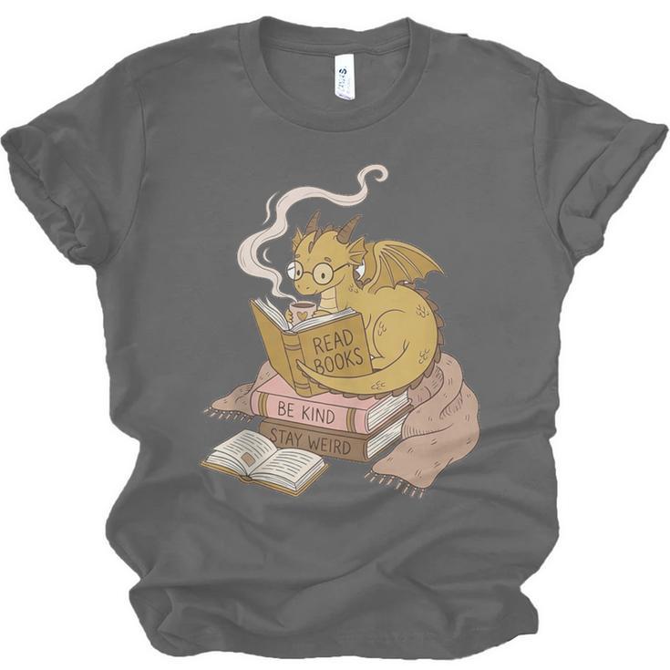 Cute Dragon Be Kind Stay Weird Read Books Unisex Jersey T-Shirt Cute Dragon Be Kind Stay Weird Read Books Unisex Jersey T-Shirt