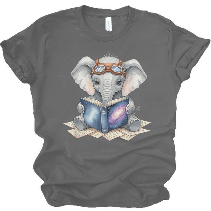 Cute Elephant Reading Universe Book Unisex Jersey T-Shirt