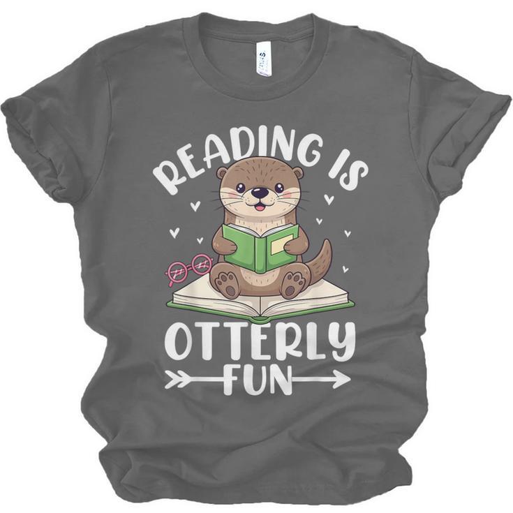Cute Otter Reading Book Lover Sea Otters Animal Lover Unisex Jersey T-Shirt