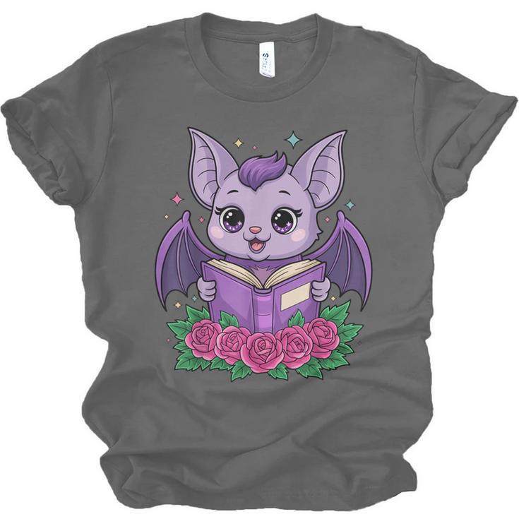 Cute Pastel Goth Bat Reading Book Unisex Jersey T-Shirt