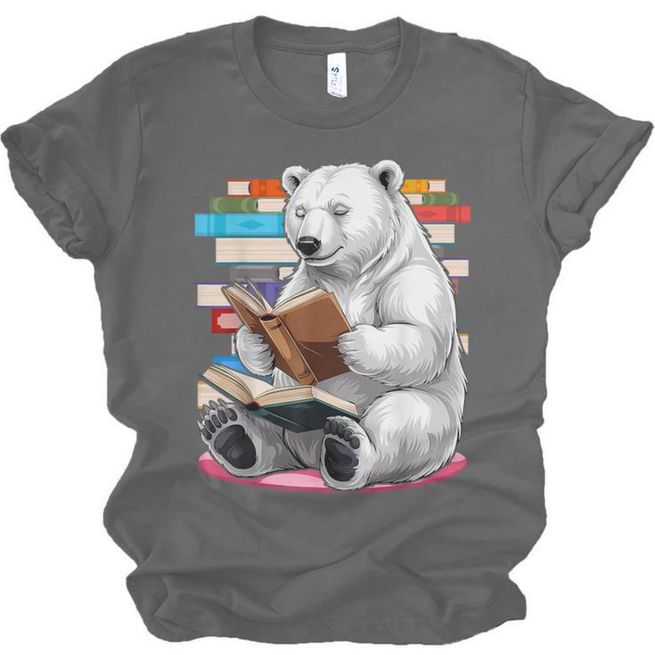 Cute Polar Bear Is Reading a Book Reading Polar Bear Unisex Jersey T-Shirt