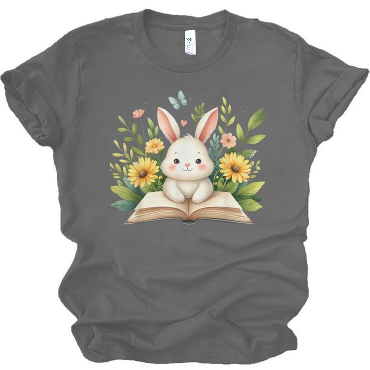 Cute Rabbit And Book Women Girls Reading Book Rabbit Lover Unisex Jersey T-Shirt Cute Rabbit And Book Women Girls Reading Book Rabbit Lover Unisex Jersey T-Shirt