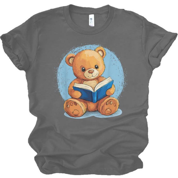 Cute Teddy Bear Reading Book Fun Unisex Jersey T-Shirt Cute Teddy Bear Reading Book Fun Unisex Jersey T-Shirt