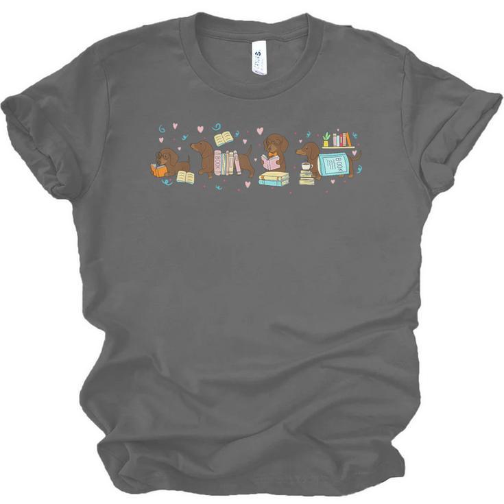 Dachshund Book Lover Reading Wiener Dog 100 Days Of School Unisex Jersey T-Shirt Dachshund Book Lover Reading Wiener Dog 100 Days Of School Unisex Jersey T-Shirt