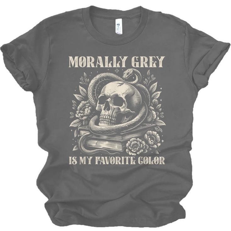 Dark Romance Book Villain Morally Grey Is My Favorite Color Unisex Jersey T-Shirt Dark Romance Book Villain Morally Grey Is My Favorite Color Unisex Jersey T-Shirt