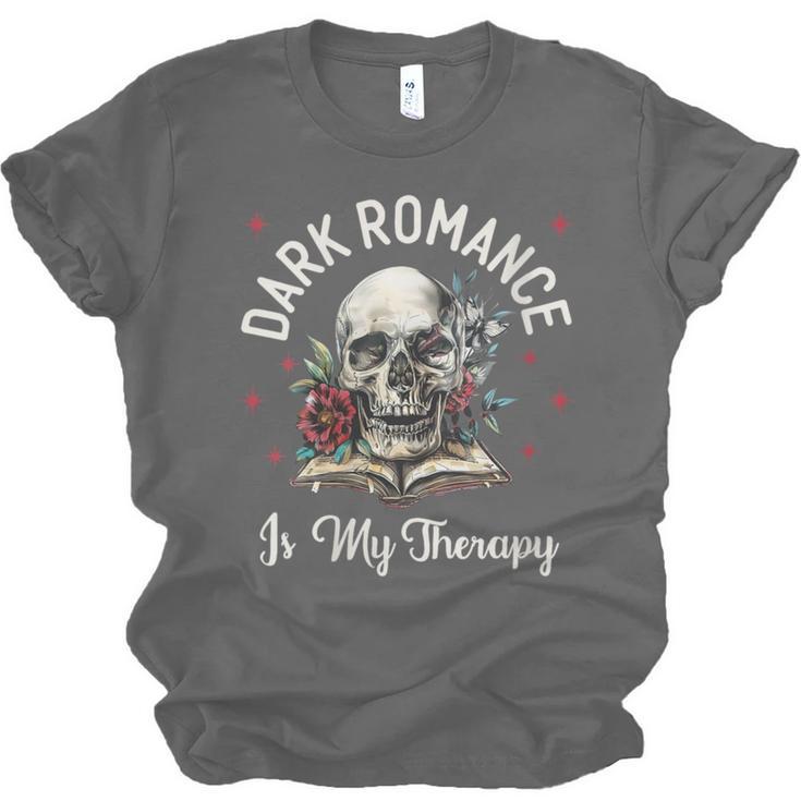 Dark Romance Is My Therapy Book Lover Merch Trigger Warning Unisex Jersey T-Shirt