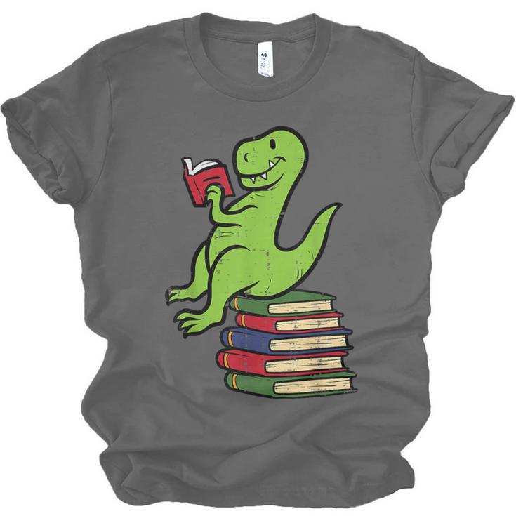 Dino Reading Read Reading Librarian Book Men Boys Kids Unisex Jersey T-Shirt