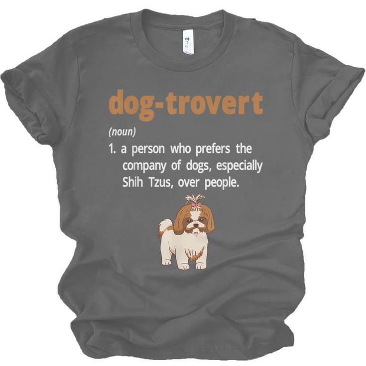Dog-Trovert Shih Tzu Humor Definition Introvert Unisex Jersey T-Shirt